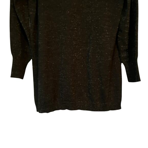 Eileen Fisher Black Metallic Sweater Light Knit PL Wool Blend Holidays Shimmery - Picture 7 of 13